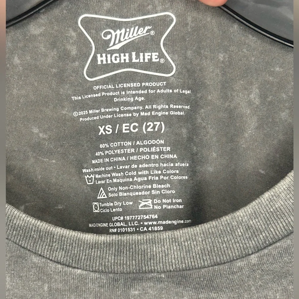 Miller High Life Graphic T-Shirt XS Gray Beer Logo Tee Champagne Of Beers NWT